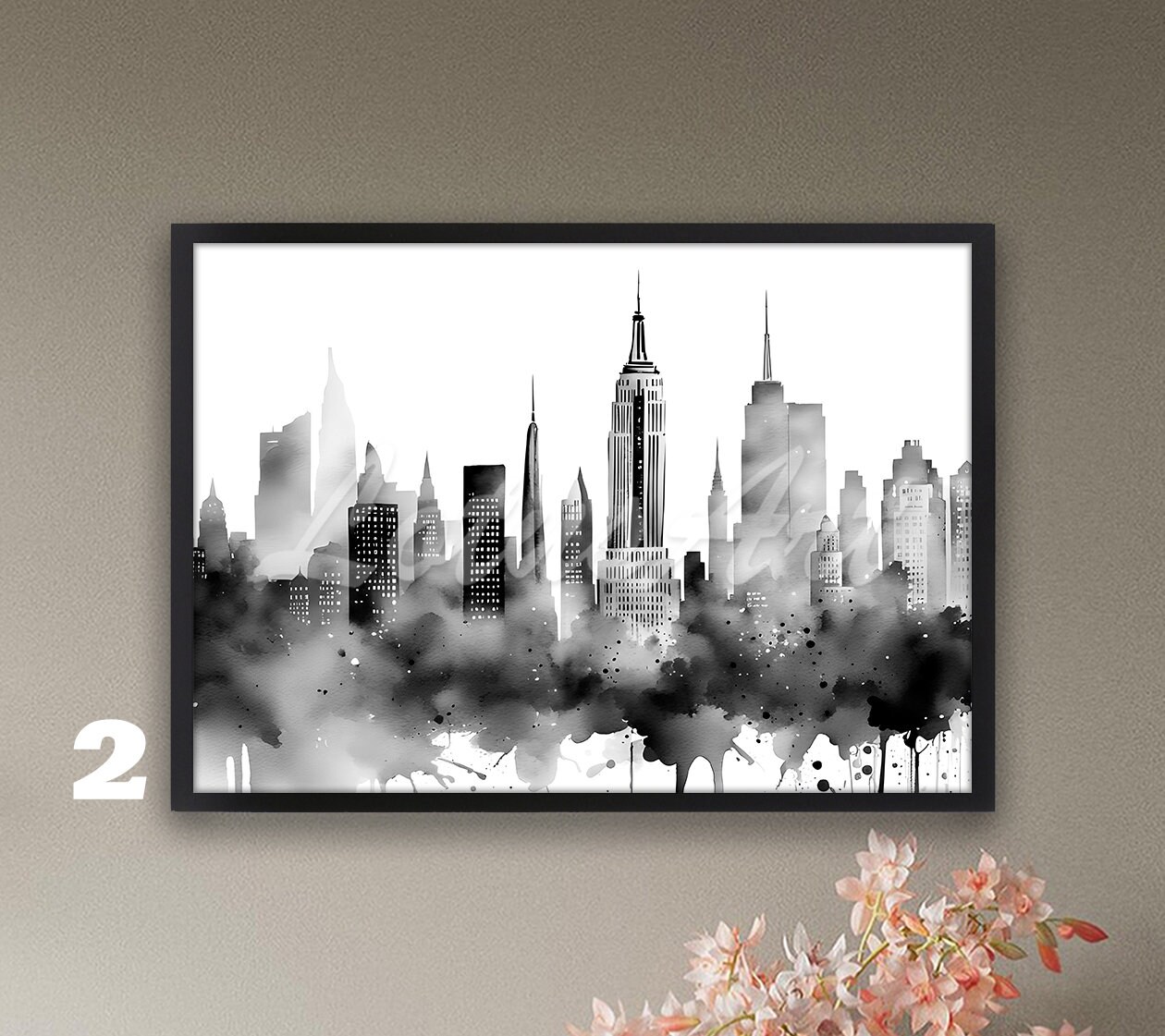 New York City Skyline Watercolor Print: NYC Wall Art Poster - Etsy