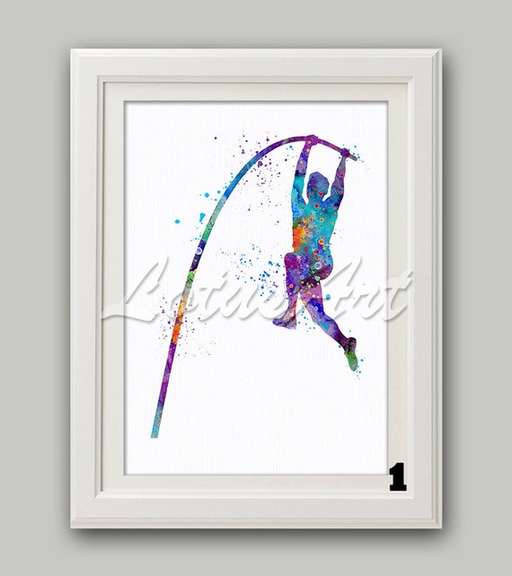 Boy Pole Vault Watercolor Print Pole Vaulting Wall Art Sports Etsy