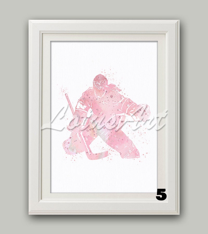 Girl Ice Hockey Goalie Wall Art Watercolor Print Sports Poster Etsy