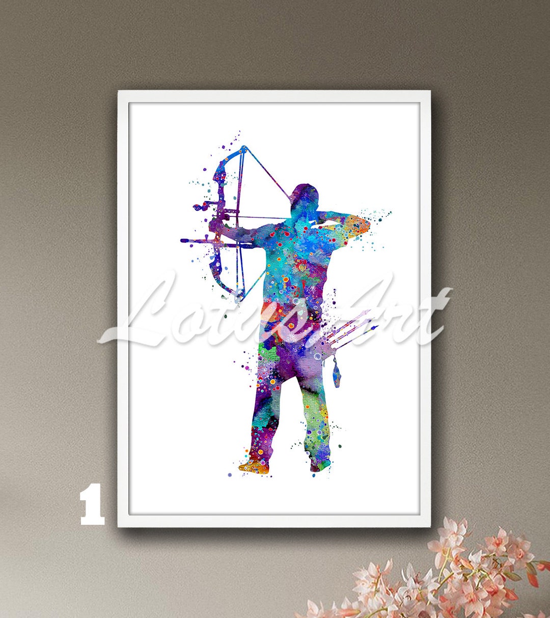 Archery Boy Wall Art Framed Watercolor Print Mens Sports Etsy