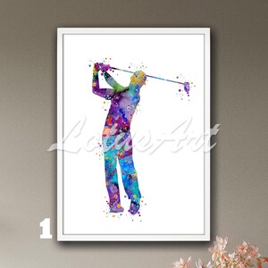 Boy Golf Decor Framed Watercolor Print Male Sports Poster Home Decor Boys Room Wall Art Painting Illustration Personalised Gifts Men Art