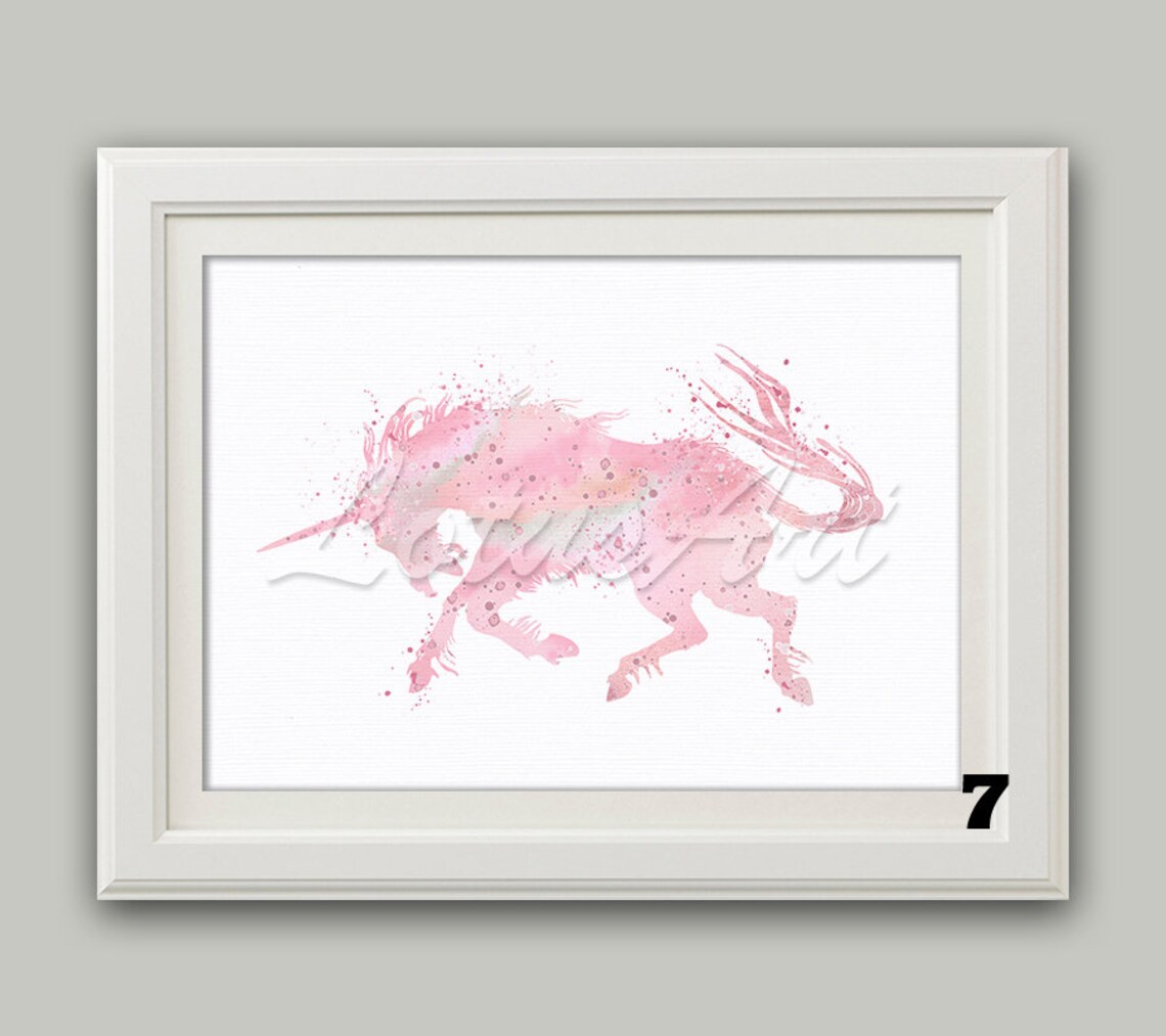 Unicorn Wall Art Watercolor Print Animals Nursery Art Fantasy - Etsy