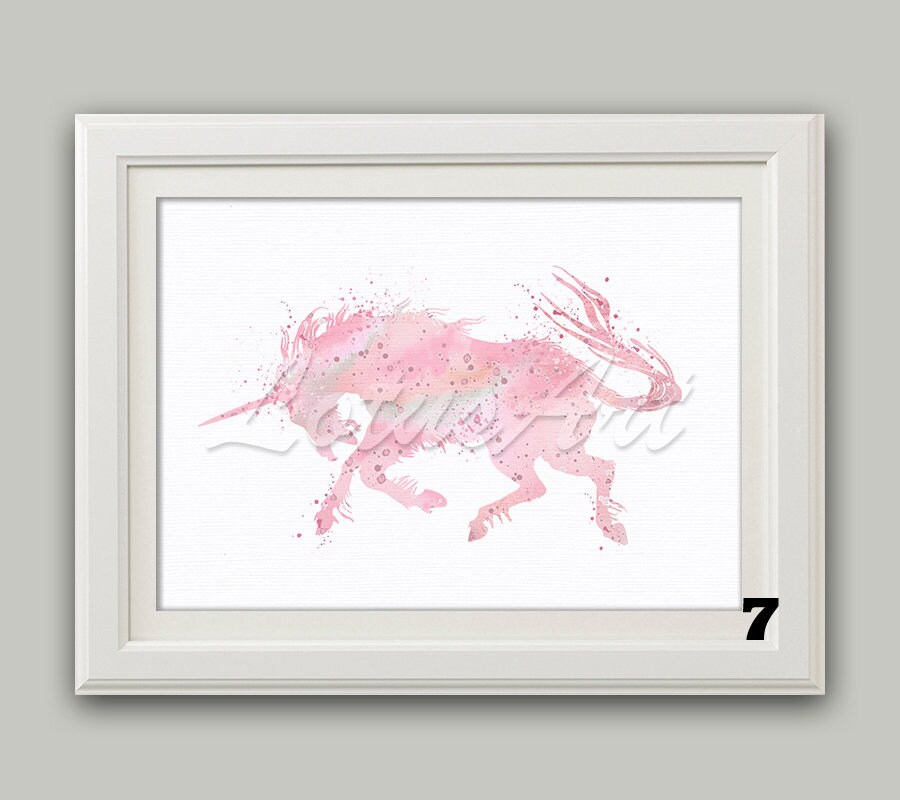 Unicorn Wall Art Watercolor Print Animals Nursery Art Fantasy | Etsy