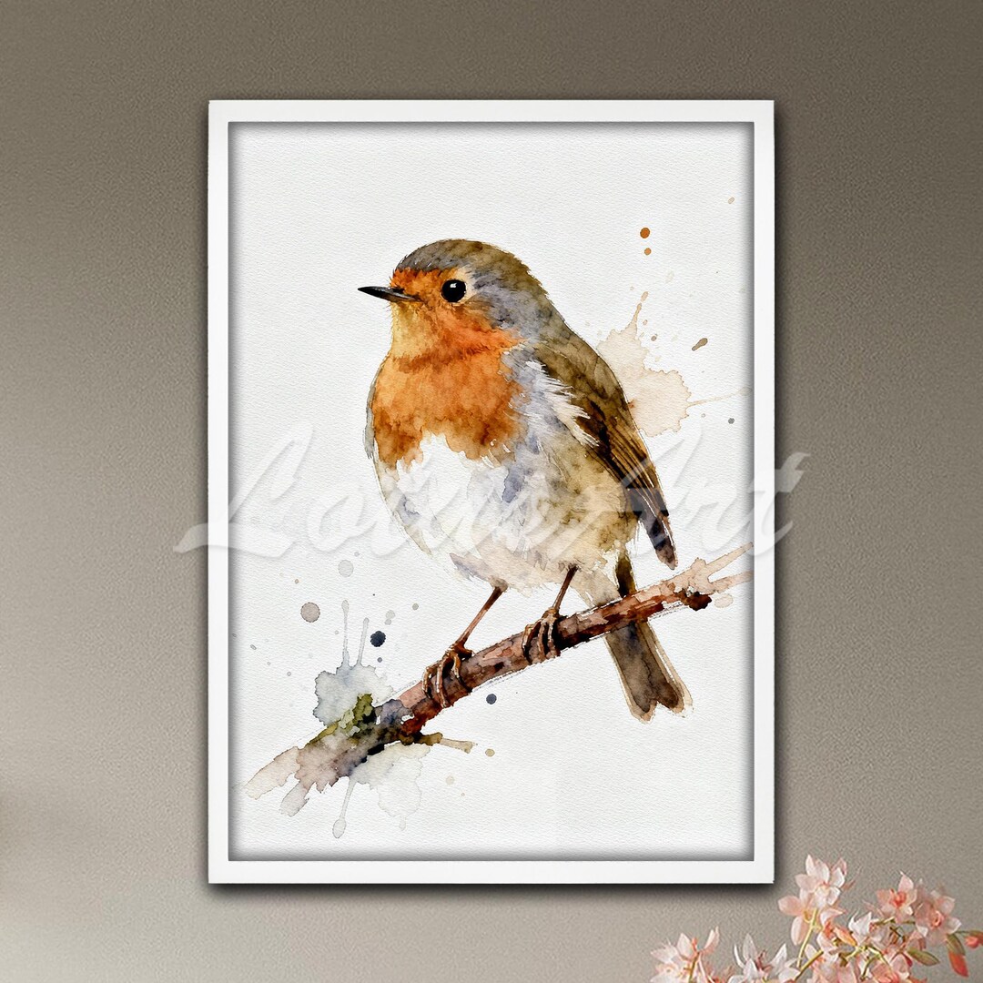 Robin In Watercolour European Robin Watercolor Painting Art Print: Bird Wall Art, Wildlife ...