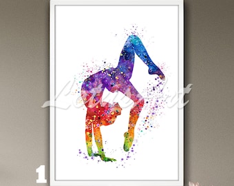 Gymnastics Tumbling Sports Art Poster Painting Watercolor Print Home Decor Nursery Art Girls Room Decor Personalised Gifts