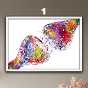 Synapse Brain Nerve Cell Neuron Wall Art Watercolor Print Anatomy Poster Neuroscience Neurology Science Medical Biology Decor