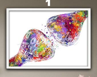 Neuron Cell Art Print Watercolor Neurons Synapses Print Brain Cells ...