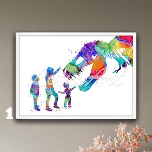 Dinosaur T-Rex Watercolor Print: Personalized Kids Room Decor