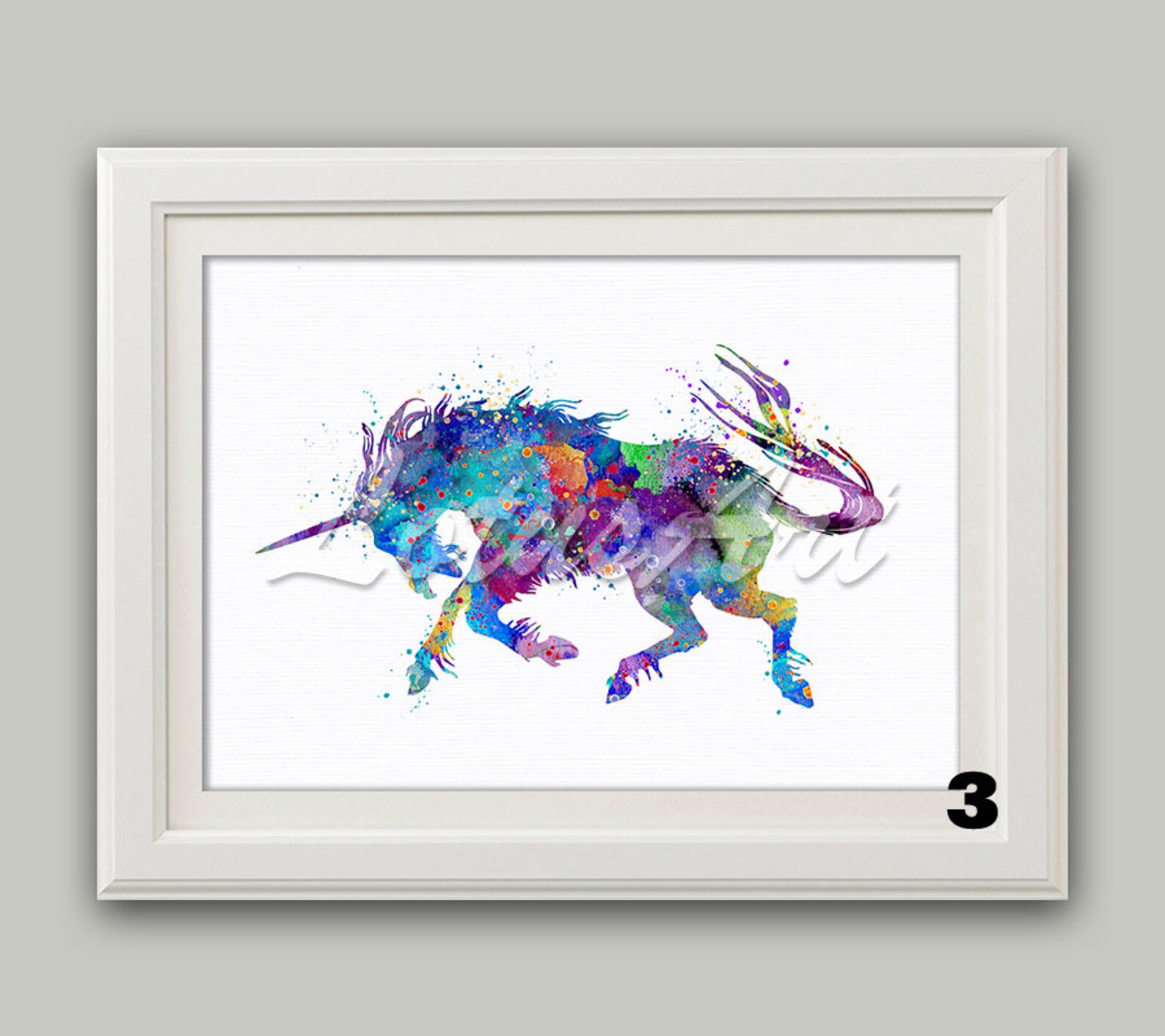 Unicorn Wall Art Watercolor Print Animals Nursery Art Fantasy | Etsy