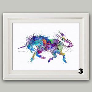 Unicorn Wall Art Watercolor Print Animals Nursery Art Fantasy | Etsy