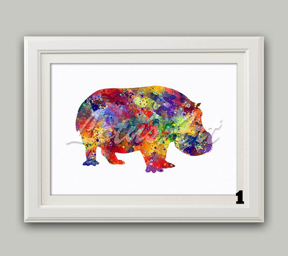 Hippopotamus art Hippo print Hippo art print Hippo illustration Hippo watercolor African animal Hippopotamus gift Nursery art