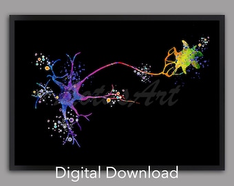 Impresión de acuarela de neuronas: Arte de la anatomía cerebral (Descarga digital)