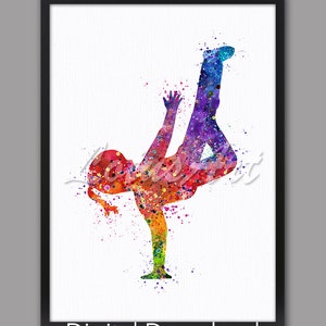 Hip Hop Dancer Watercolor Art Print: Girls Room Decor (Digital Download)