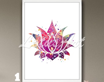 Watercolor Lotus Flower Wall Art Print: Floral Zen Decor, Botanical Painting, Spa Style Gift
