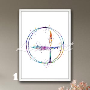 Flaming Chalice Watercolor Print: Unitarian Universalist Church Symbol