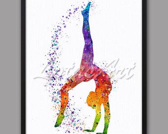 DIGITAL DOWNLOAD Gymnastics Tumbling Art Watercolor Sports Poster Home Decor Nursery Girl's Room Decor Gymnastics Wall Art Gymnastics Poster