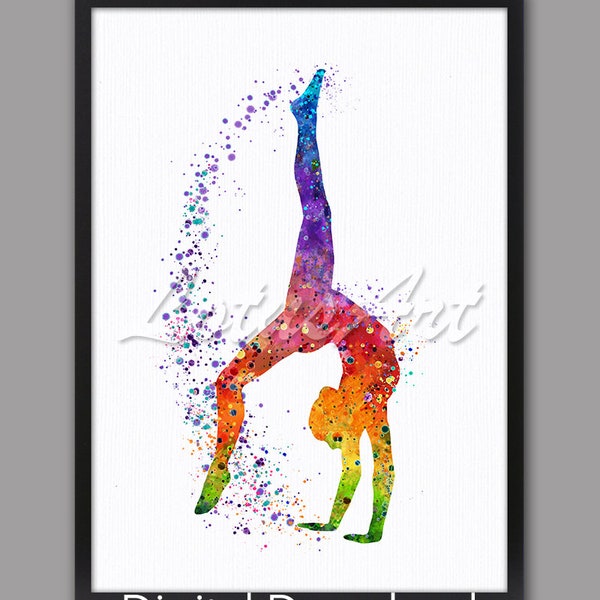 DIGITAL DOWNLOAD Gymnastics Tumbling Art Watercolor Sports Poster Home Decor Nursery Girl's Room Decor Gymnastics Wall Art Gymnastics Poster