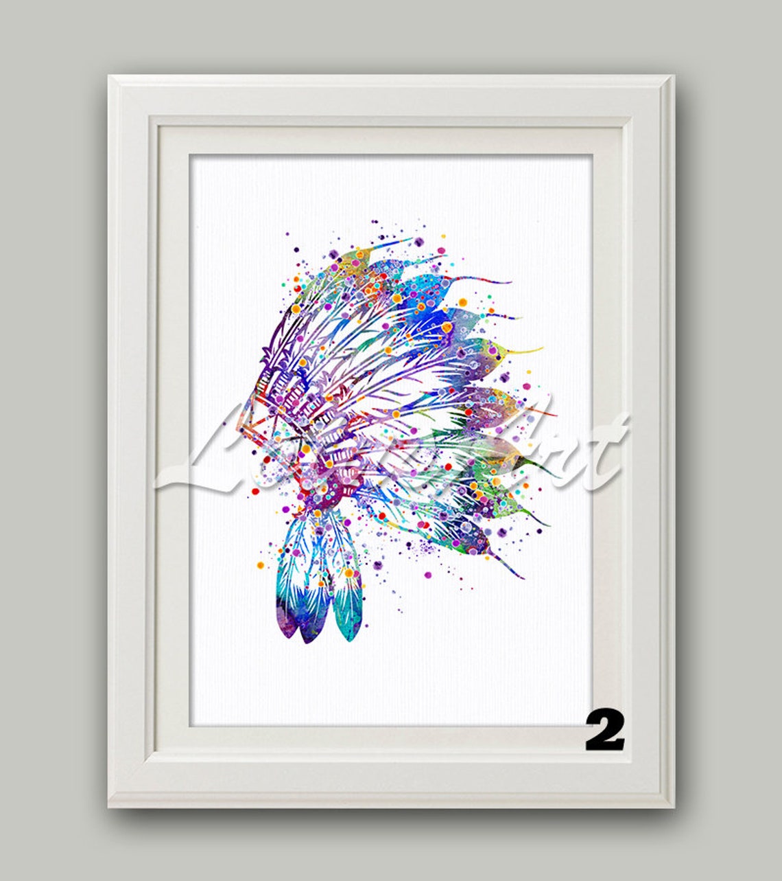 Indian Headdress Wall Art Native American Headdress Watercolor Etsy