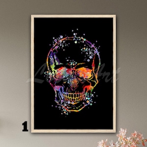 Aquarell Schädel Anatomie Kunstdruck: Medizin Poster