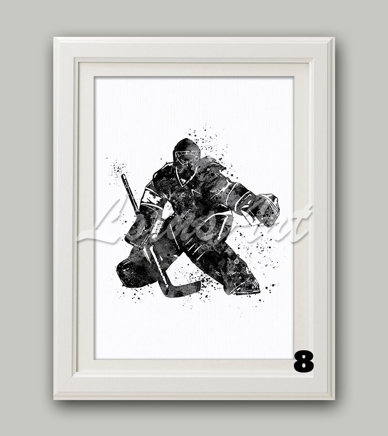 Girl Ice Hockey Goalie Wall Art Watercolor Print Sports Poster Etsy