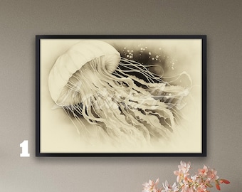 Jellyfish Wall Art Print: Coastal Ocean Home Decor