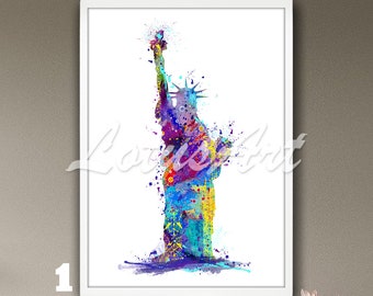 Vrijheidsbeeld aquarel kunstafdruk: New York reisposter