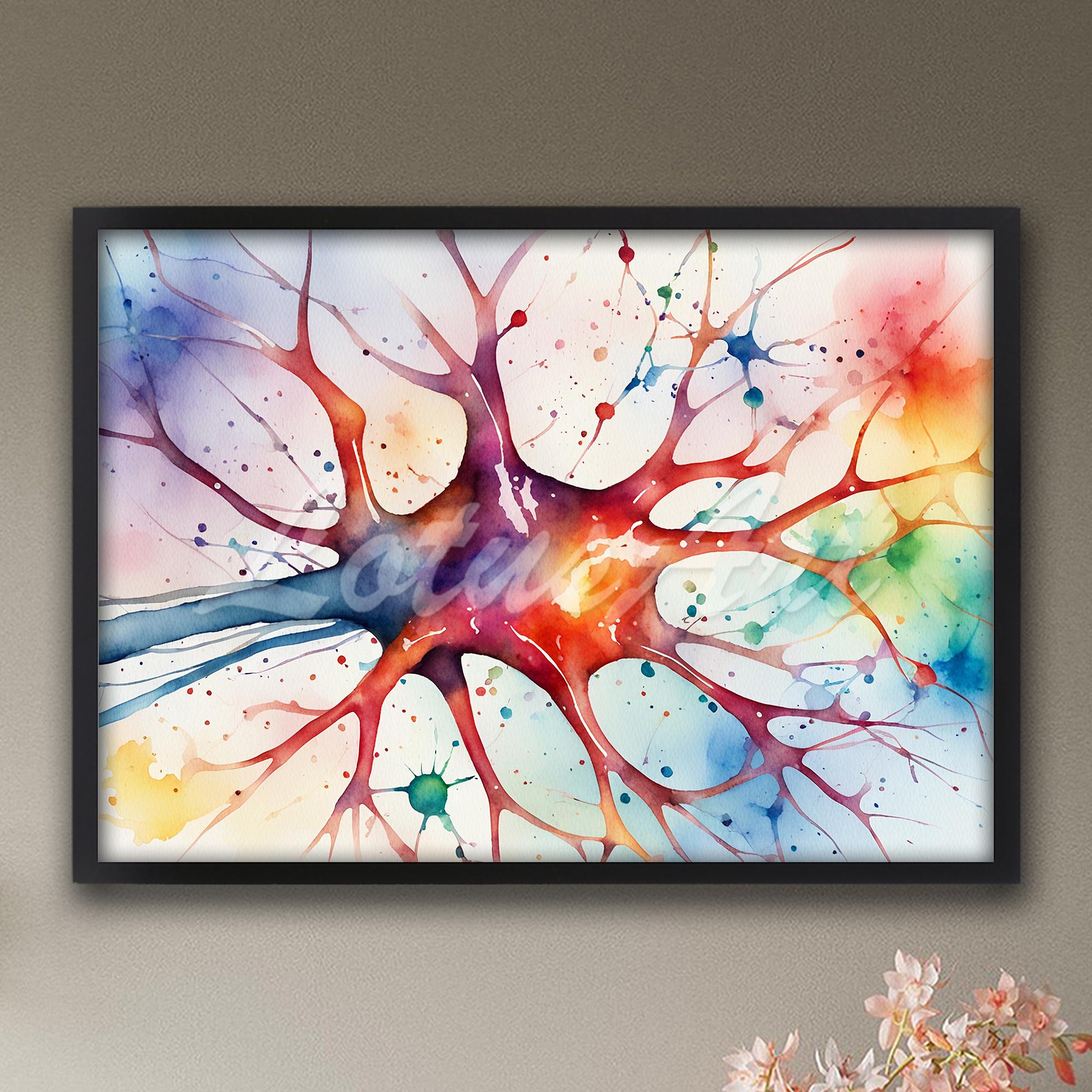 Neuron Brain Cell Watercolor Anatomy Art Print: Medical Neurology ...