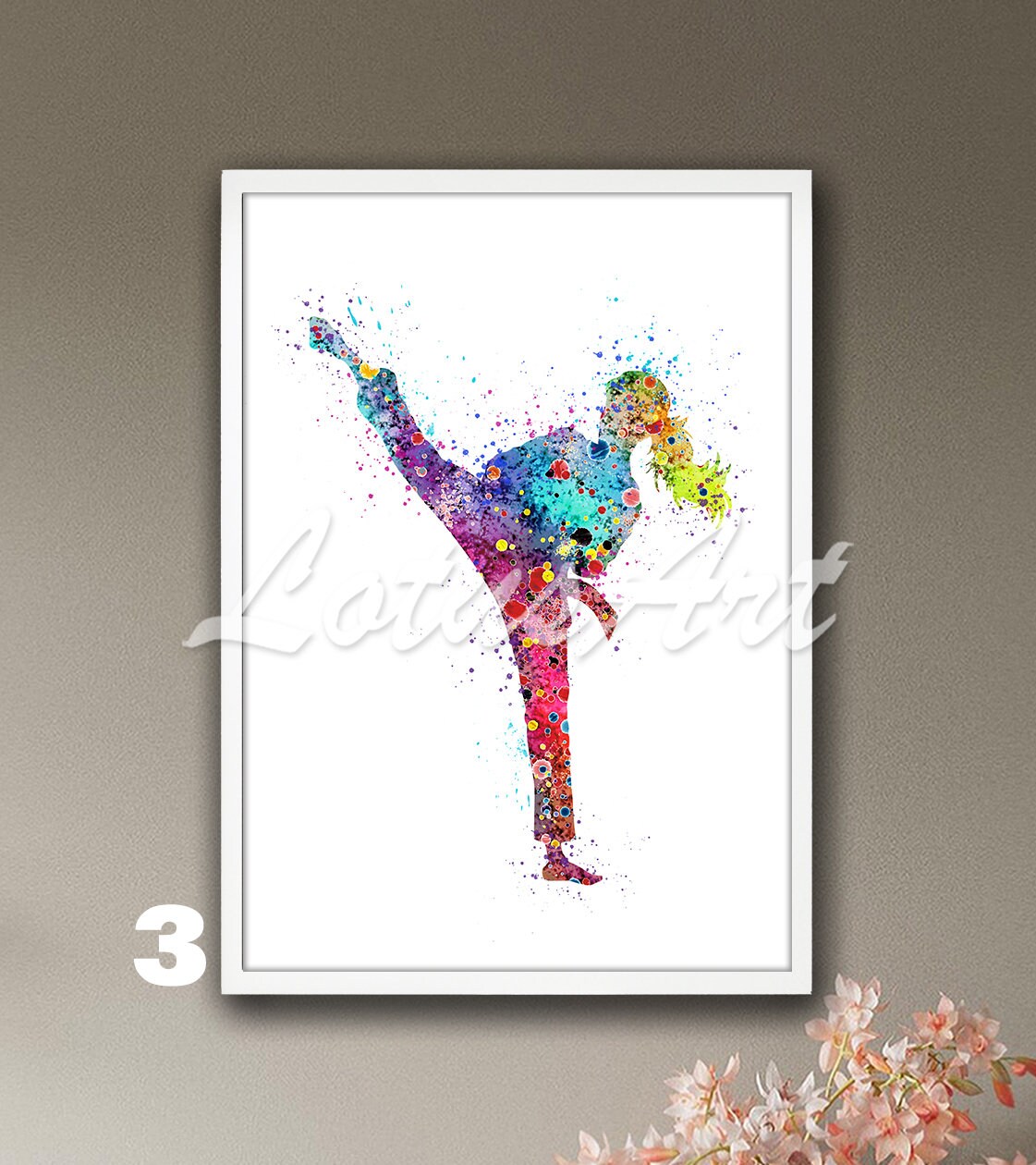 Karate martial art in watercolour de nobelart en poster, tableau sur