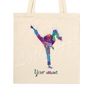 Mädchen Karate Tote Bag Art Print Sport Aquarell Taschen