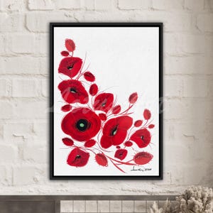 Impresión en lienzo de amapolas rojas: arte floral para la pared de la cocina