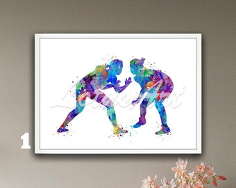 Female Wrestling Wall Art Watercolor Print Illustration Sport Poster Girls Room Decor Painting Personalised Gifts