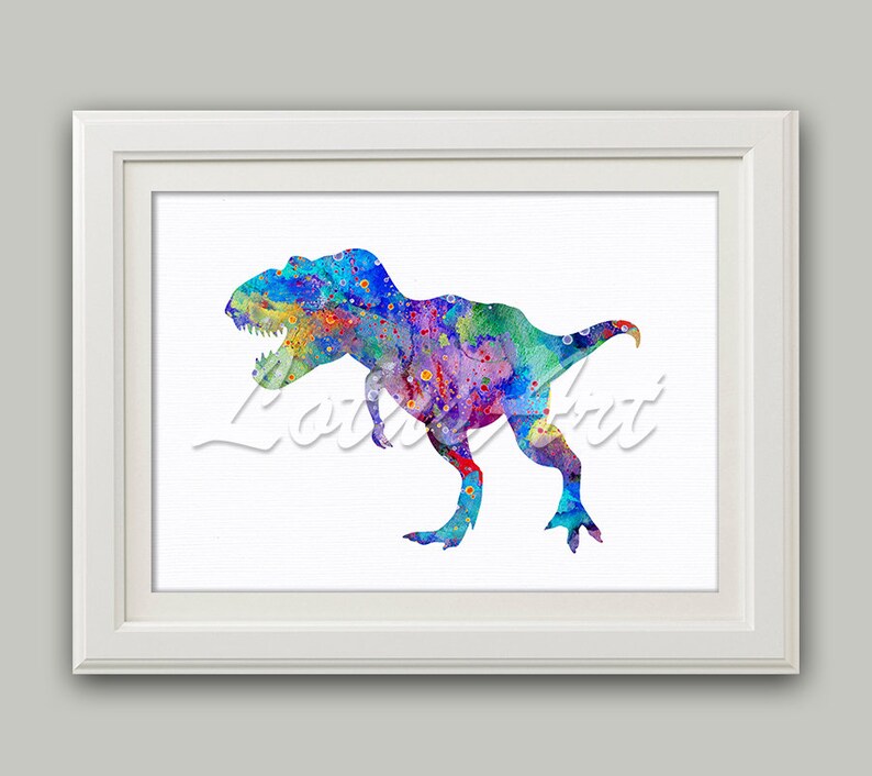 Triceratops Dinosaur Skeleton Dino Watercolor Print Nursery Art Print For Kids