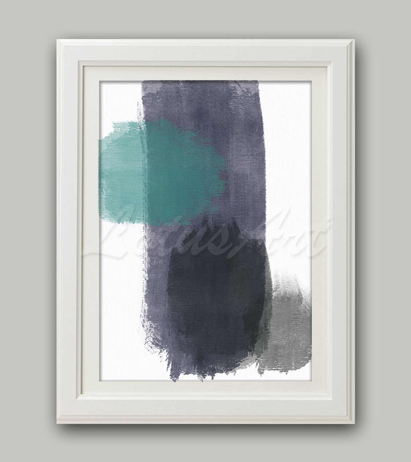 Abstract Wall Art Decor Navy Teal Grey Modern Digital Painting | Etsy