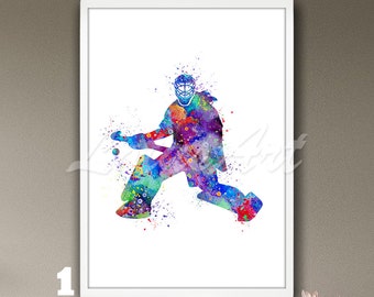 Girl Field Hockey Goalie Framed Wall Art Watercolor Print Sports Poster Home Decor Painting Girls Room Illustration Personalised Gifts