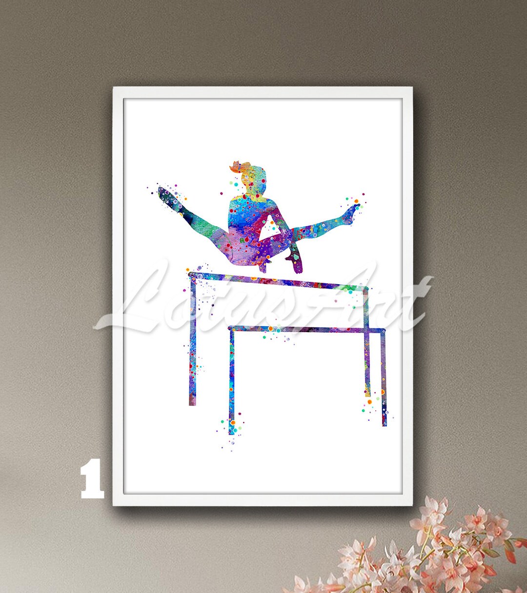 Uneven Bars Wall Art Watercolor Print Painting Sports Poster Girl Room