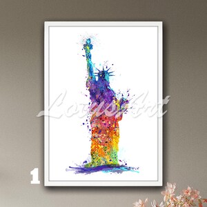Statue of Liberty Art Watercolor Print Home Decor Painting Travel USA Poster Personalised Gifts United States Landmarks New York Skyline