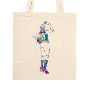 Personalisierte Mädchen-Baseball-Pitcher-Taschentasche Softball Aquarell Kunstdruck