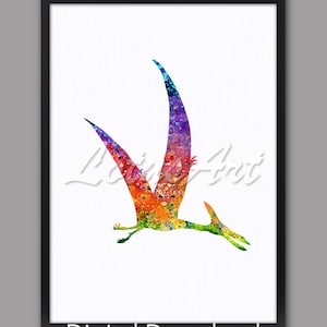 DIGITAL DOWNLOAD Dinosaur Pteranodon Wall Art Wild Animals Nursery Decor Watercolor Painting Dinosaur Poster Dino Gift Kids Room Home Decor