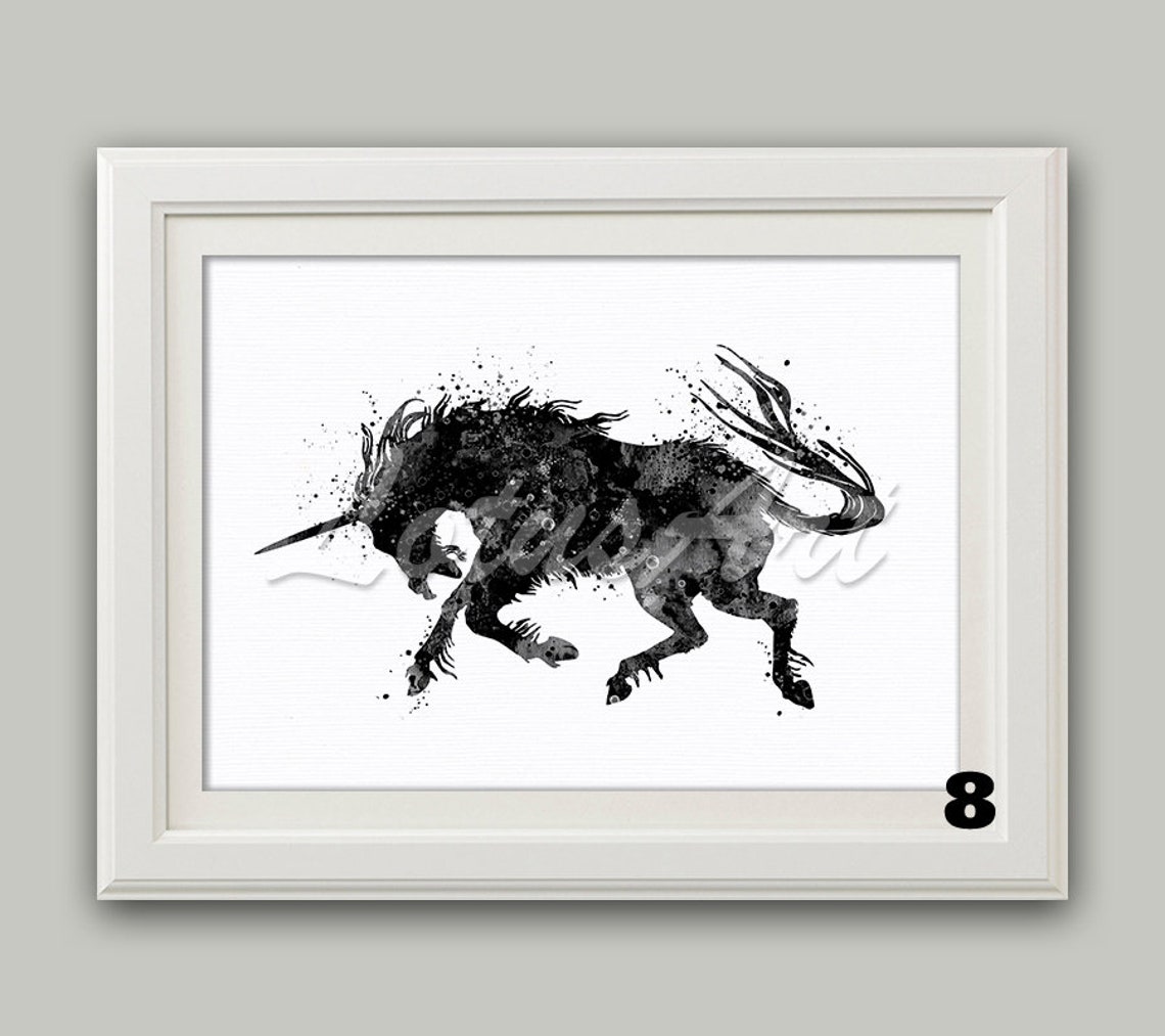 Unicorn Wall Art Watercolor Print Animals Nursery Art Fantasy - Etsy