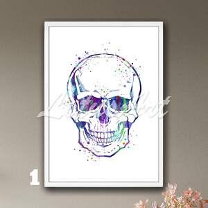 Skull Anatomy Decor Watercolor Framed Print Anatomical Paintings Medical Science Clinic Poster Doctor Office Wall Art Graduation Gifts