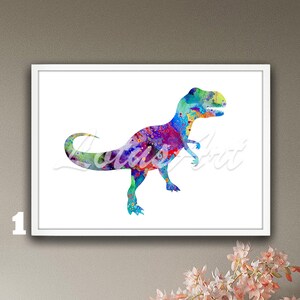 T-Rex Dinosaur Art Watercolor Print Nursery Wall Decor