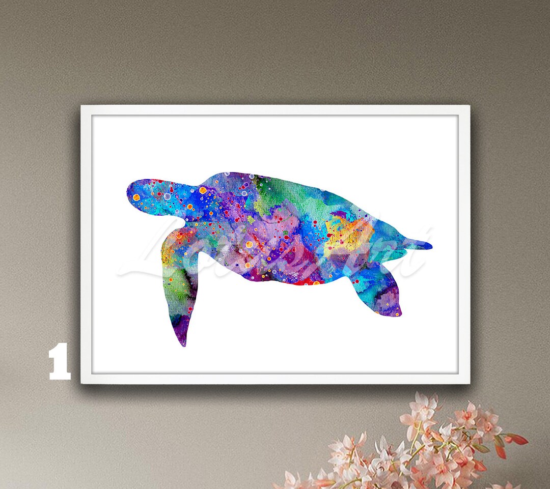 Sea Turtle Wall Art Watercolor Print Nautical Wall Decor Poster ...