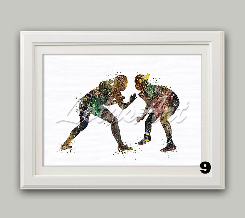 Female Wrestling Wall Art Watercolor Print Sports Poster Etsy