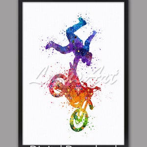 DIGITAL DOWNLOAD Motocross Art Sports Poster Motorcycle Watercolor Painting Dirt Bike Wall Art Home Decor Boys Room Decor Kids Gifts