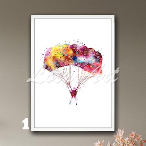 Skydiver Girl Wall Art Watercolor Print Kids Room Decor Personalised Gifts Parachuting Painting Sport Poster Women Sports