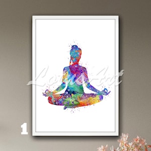 Yoga Pose Lotus Wall Art Watercolor Print Painting Yogi Gifts Illustration Studio Zen Decor Meditation Poster Personalised Gifts
