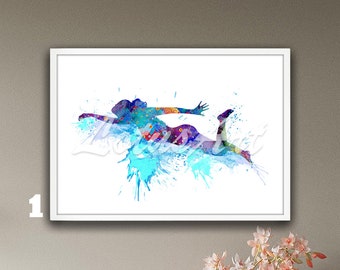 Girl Swimming Watercolor Art Print: Competitive Swimmer Wall Art, Female Athlete Celebration Decor