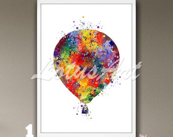 Hot Air Balloon Framed Wall Art Watercolor Print Travel Poster Kids Room Decor Illustration Nursery Painting Personalised Custom Gifts