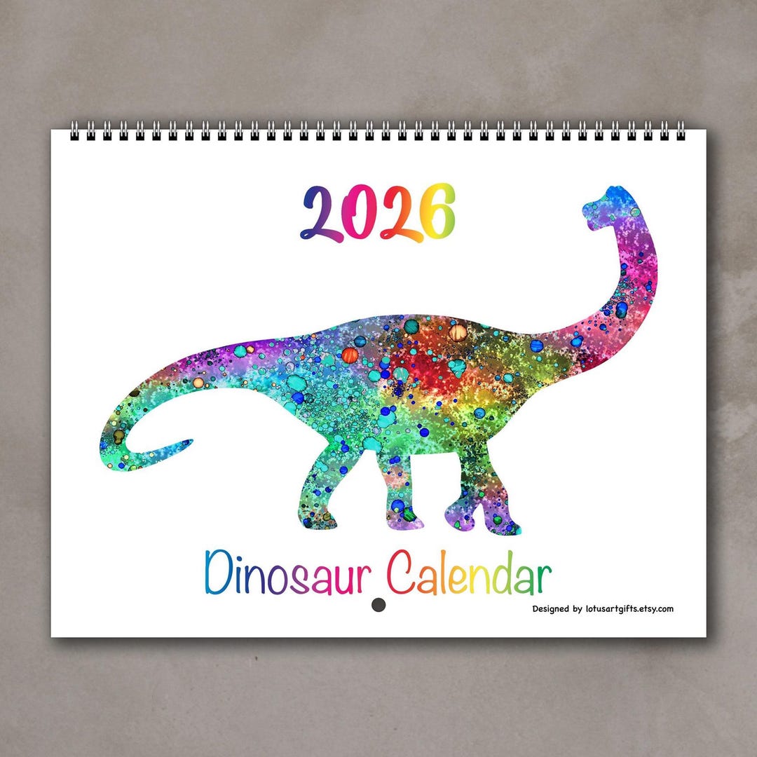 2026 Dinosaur Calendar: Watercolor Dino Wall Art for Kids - Etsy