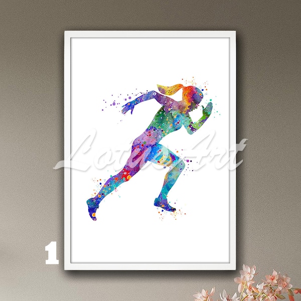 Läuferin Aquarell Druck, Sport Geschenk, Geschenk für Sie